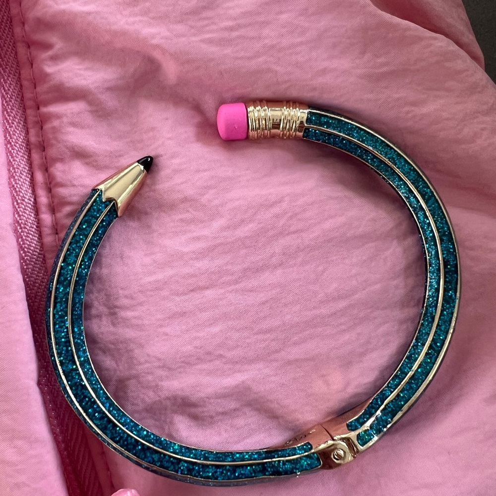 NWOT Blue Glitter Betsy Johnson Hinged Cuff Bracelet